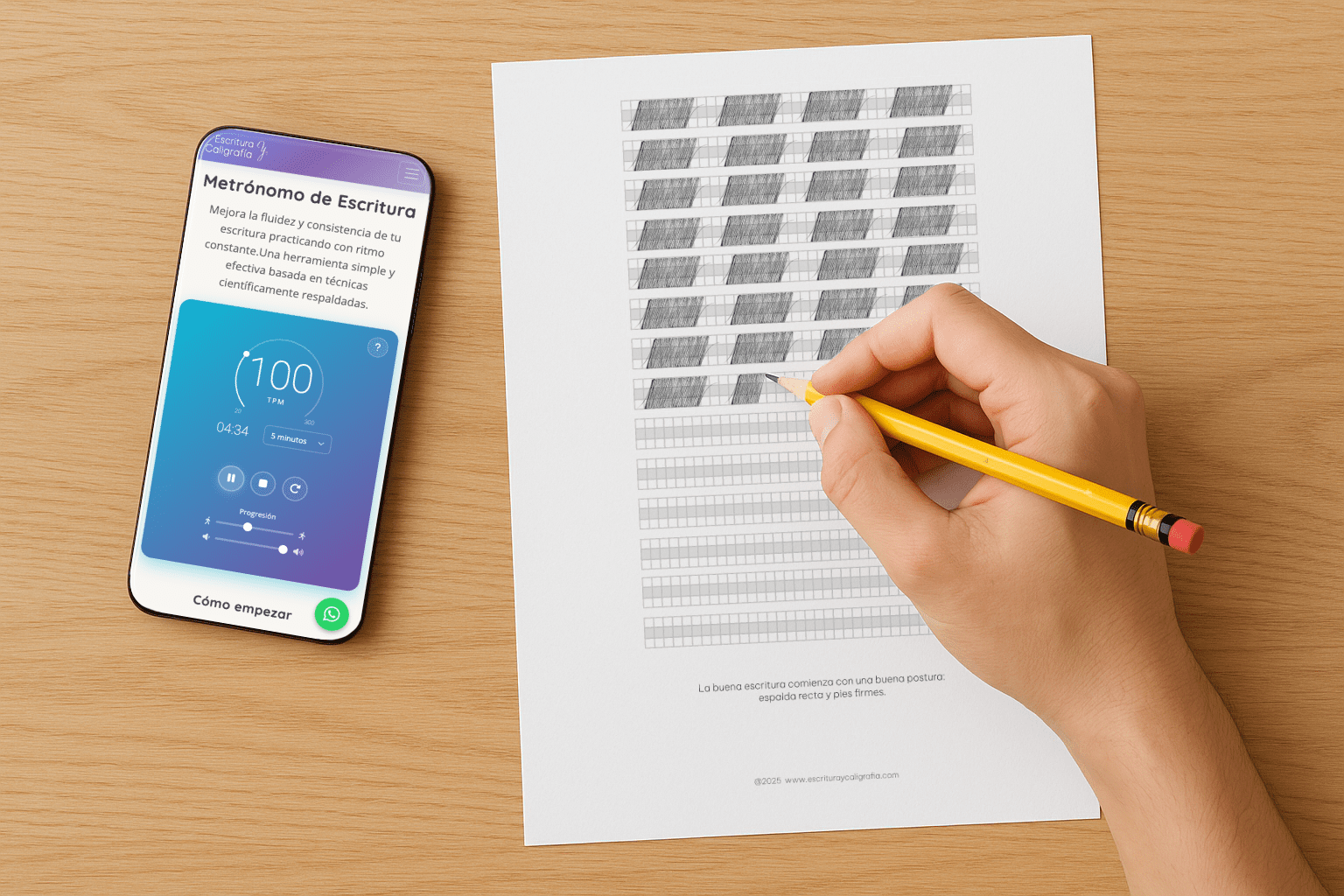 Metrónomo para práctica de escritura