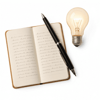 Icono realista libreta con bombilla